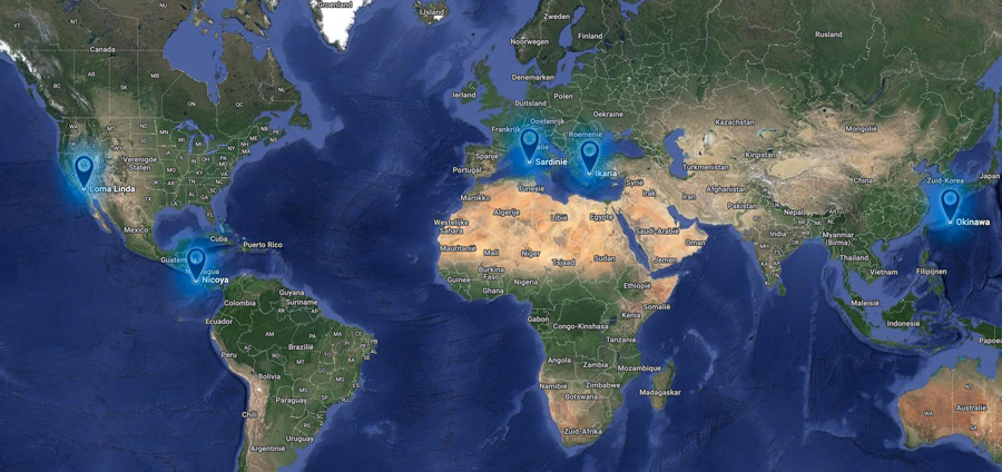 blauwe zones in de wereld